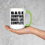 Base Jumping Makes Life Complete - 15oz Accent Mug Green