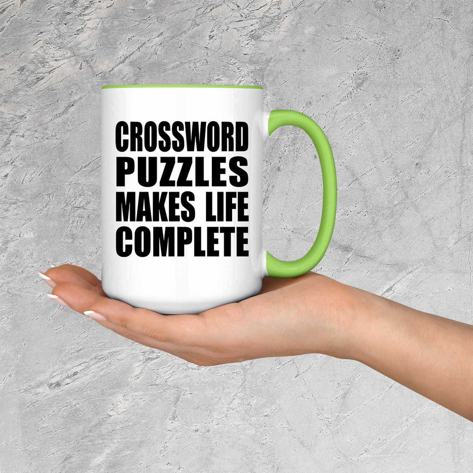 Crossword Puzzles Makes Life Complete - 15oz Accent Mug Green