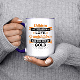 Children Are Rainbow Of Life, Grandchildren Are Pot Of Gold - 15oz Accent Mug Purple