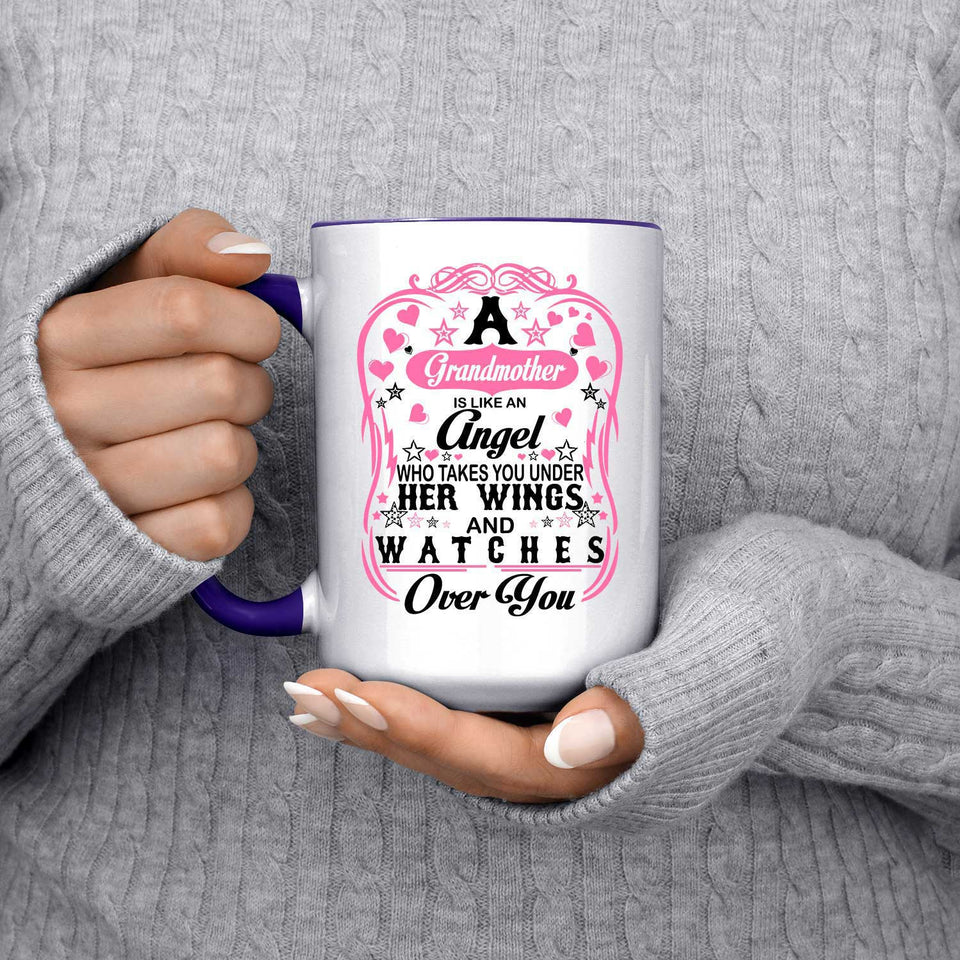 Grandmother Is An Angel Takes You Under Her Wings - 15oz Accent Mug Purple
