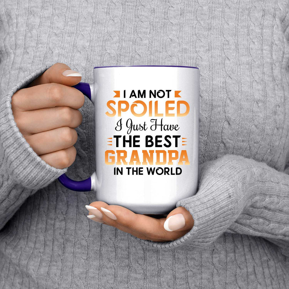 I Am Not Spoiled I Just Have The Best Grandpa In The World - 15oz Accent Mug Purple