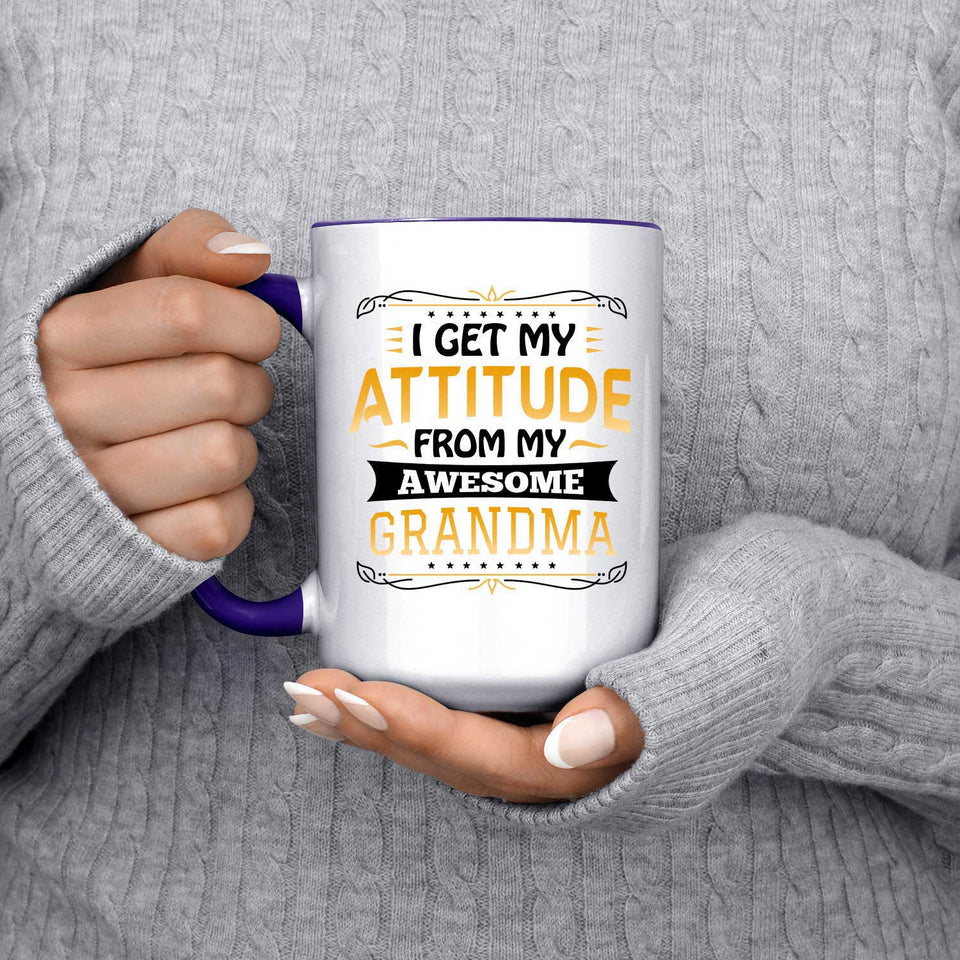 I Get My Attitude From My Awesome Grandma - 15oz Accent Mug Purple