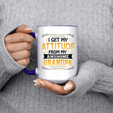 I Get My Attitude From My Awesome Grandpa - 15oz Accent Mug Purple