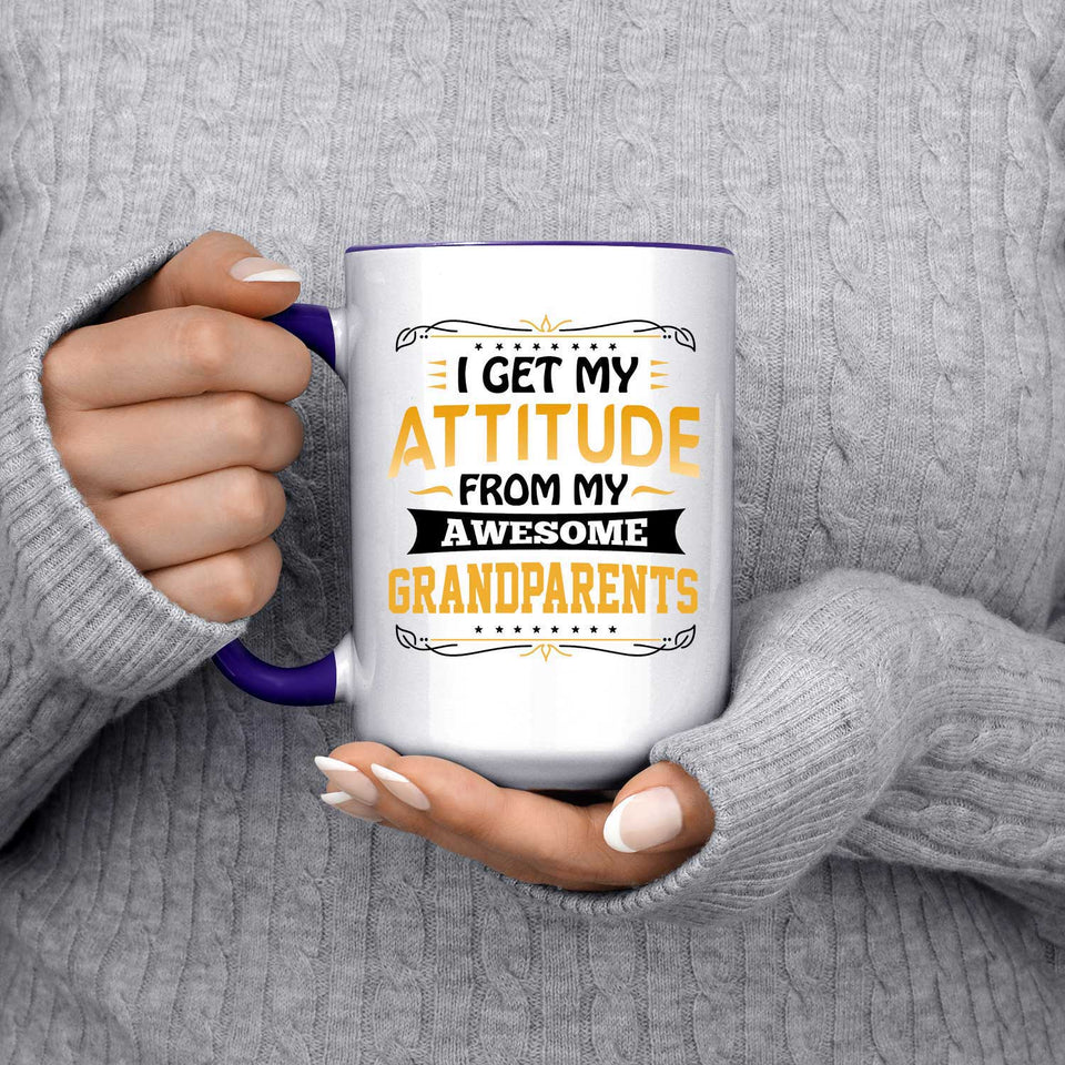 I Get My Attitude From My Awesome Grandparents - 15oz Accent Mug Purple