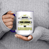 My Biggest Reason For Living Calls Me Grandpa - 15oz Accent Mug Purple
