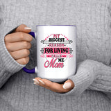 My Biggest Reason For Living Calls Me Mom - 15oz Accent Mug Purple