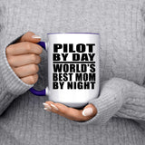 Pilot By Day World's Best Mom By Night - 15oz Accent Mug Purple
