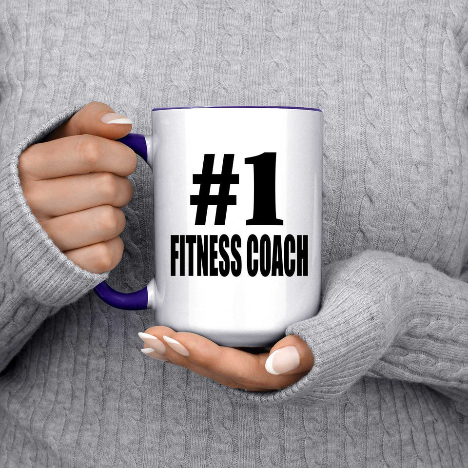 Number One #1 Fitness Coach - 15oz Accent Mug Purple