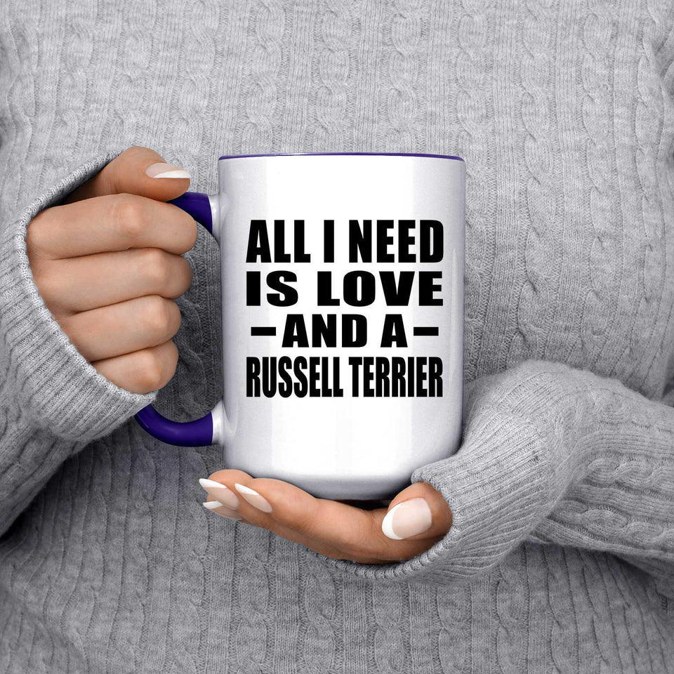 All I Need Is Love And A Russell Terrier - 15oz Accent Mug Purple