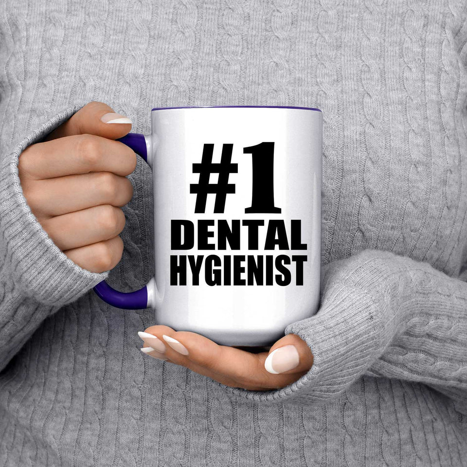 Number One #1 Dental Hygienist - 15oz Accent Mug Purple
