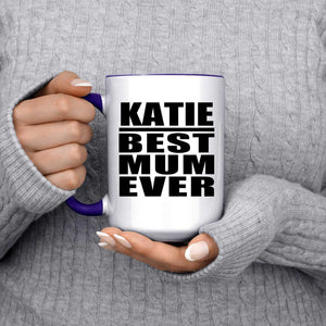 Katie Best Mum Ever - 15oz Accent Mug Purple