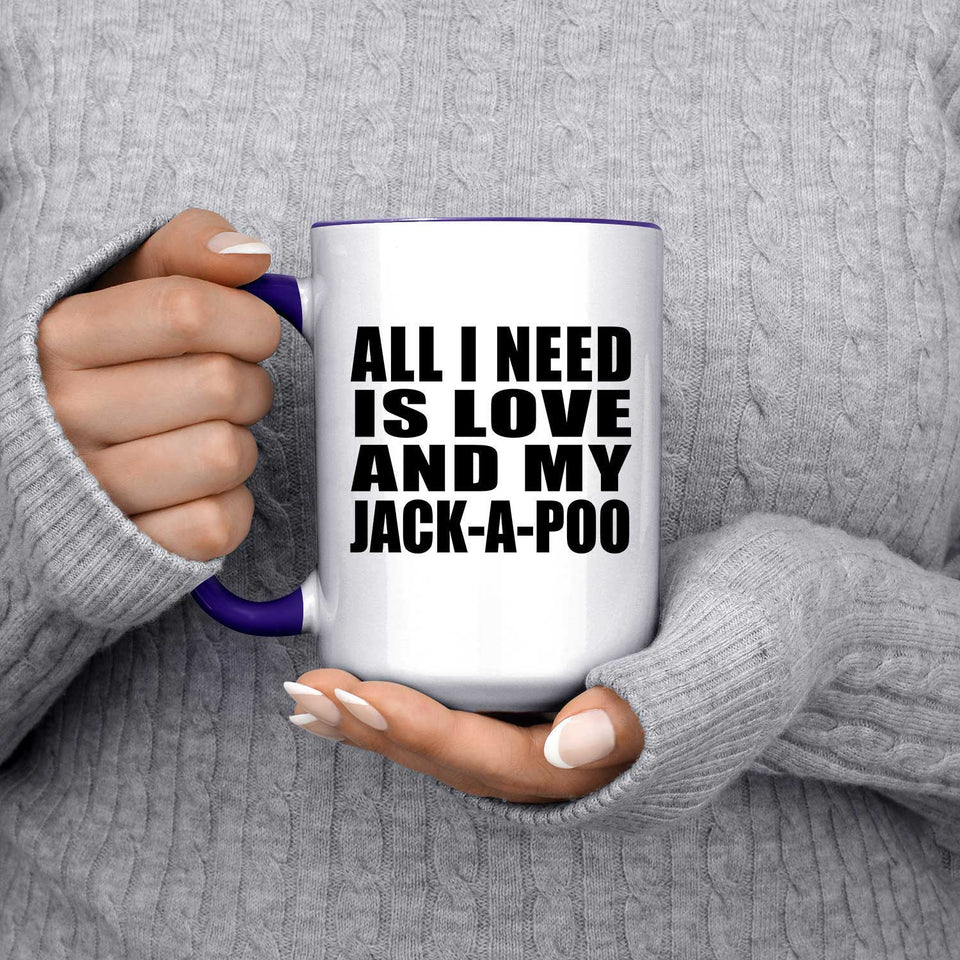 All I Need Is Love And My Jack-A-Poo - 15oz Accent Mug Purple