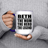 Beth The Mom The Hero The Legend - 15oz Accent Mug Purple