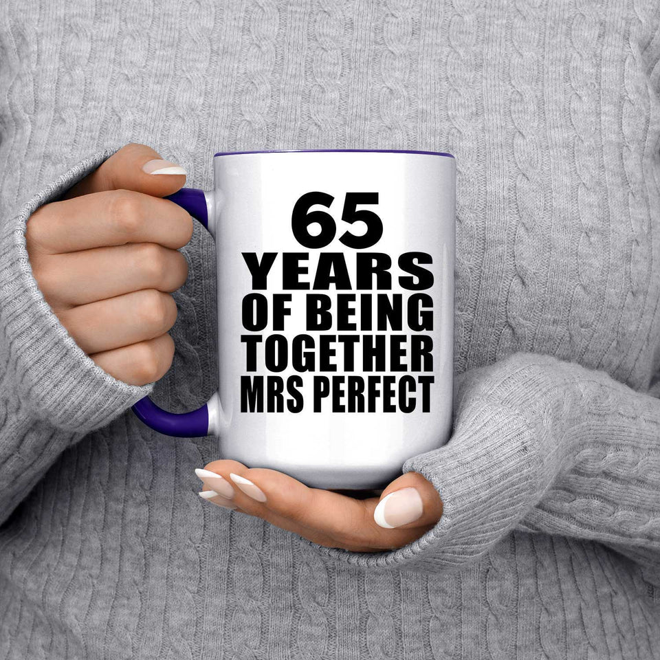 65th Anniversary 65 Years Of Being Mrs Perfect - 15oz Accent Mug Purple