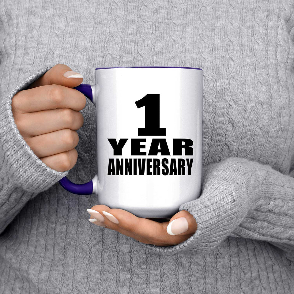 1st Anniversary 1 Year Anniversary - 15oz Accent Mug Purple