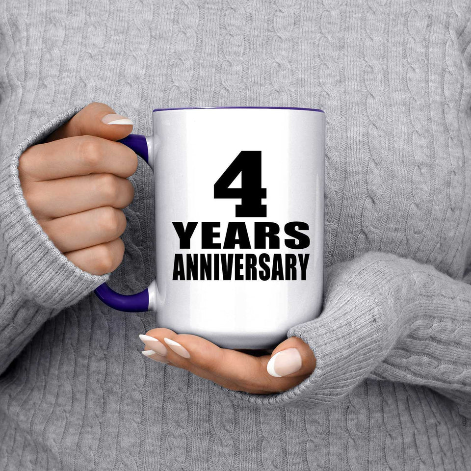 4th Anniversary 4 Years Anniversary - 15oz Accent Mug Purple