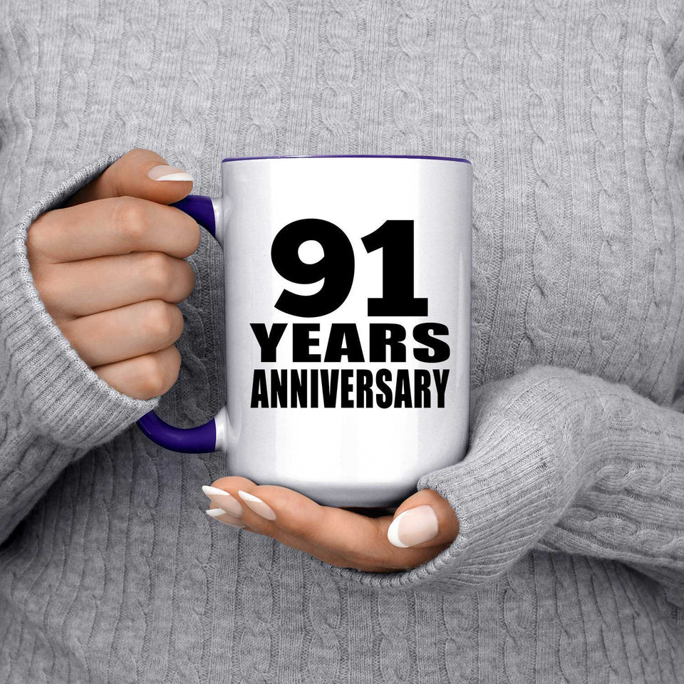 91st Anniversary 91 Years Anniversary - 15oz Accent Mug Purple