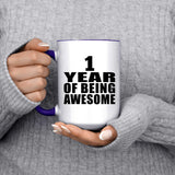 1st Birthday 1 Year Of Being Awesome - 15oz Accent Mug Purple
