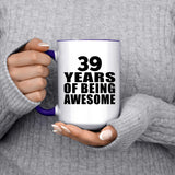 39th Birthday 39 Years Of Being Awesome - 15oz Accent Mug Purple
