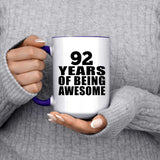 92nd Birthday 92 Years Of Being Awesome - 15oz Accent Mug Purple