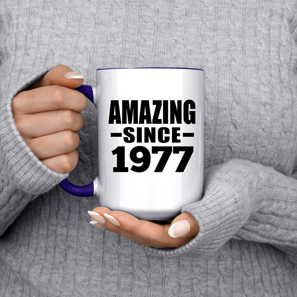 47th Birthday Amazing Since 1977 - 15oz Accent Mug Purple