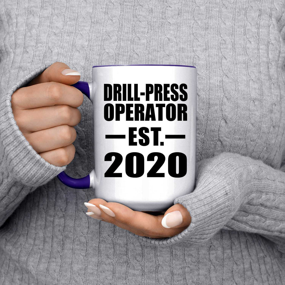 Drill-Press Operator Established EST. 2020 - 15oz Accent Mug Purple