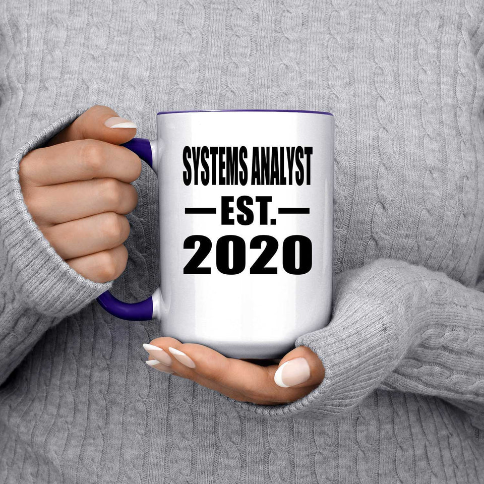 Systems Analyst Established EST. 2020 - 15oz Accent Mug Purple
