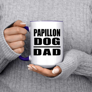 Papillon Dog Dad - 15oz Accent Mug Purple