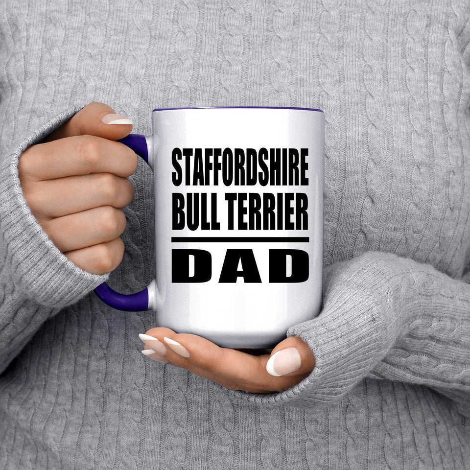 Staffordshire Bull Terrier Dad - 15oz Accent Mug Purple