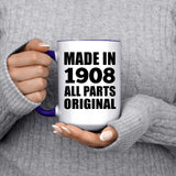 116th Birthday Made in 1908 All Parts Original - 15oz Accent Mug Purple