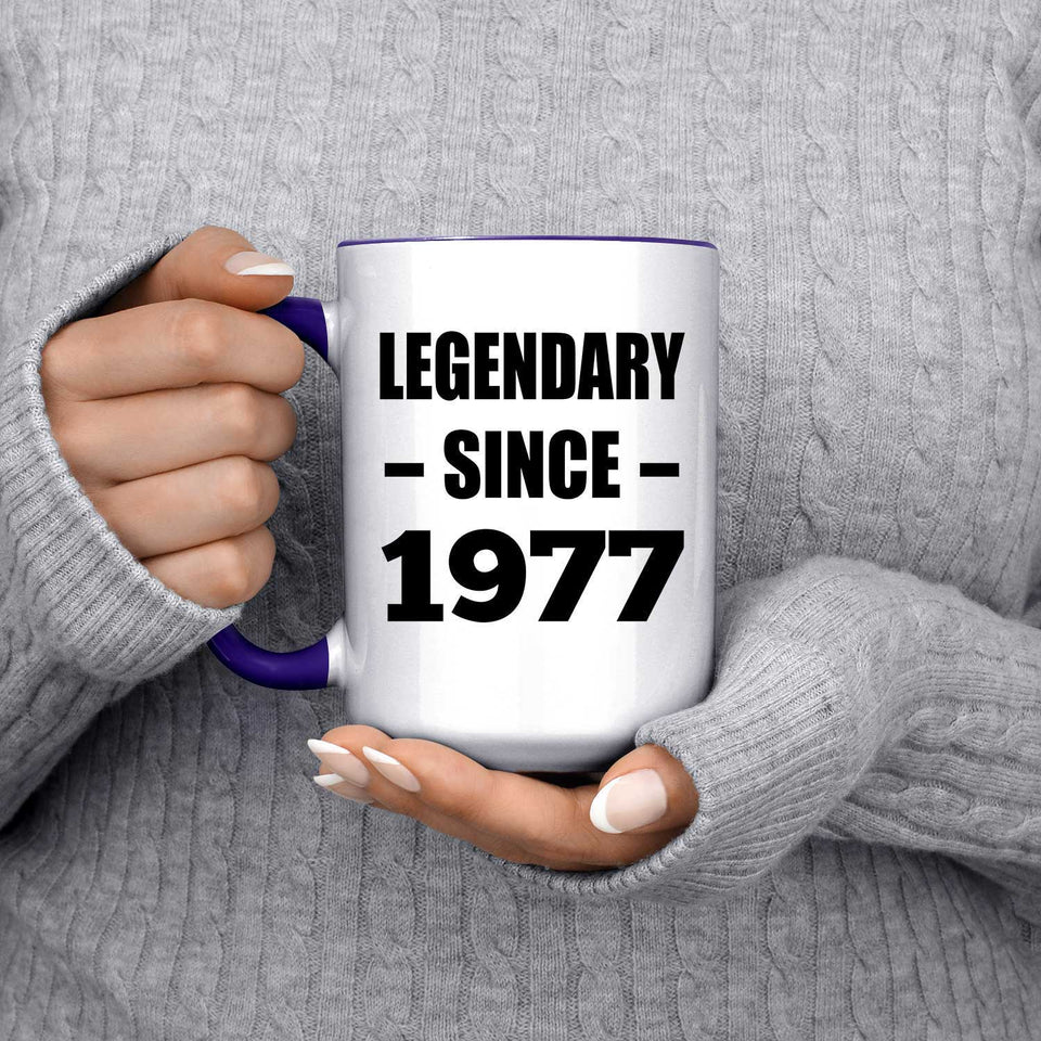47th Birthday Legendary Since 1977 - 15oz Accent Mug Purple
