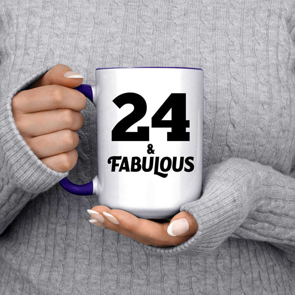24th Birthday 24 & Fabulous - 15oz Accent Mug Purple