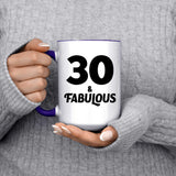 30th Birthday 30 & Fabulous - 15oz Accent Mug Purple
