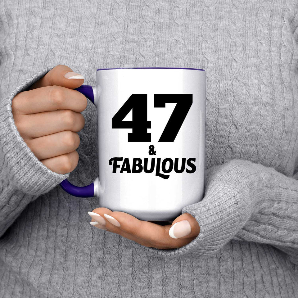 47th Birthday 47 & Fabulous - 15oz Accent Mug Purple