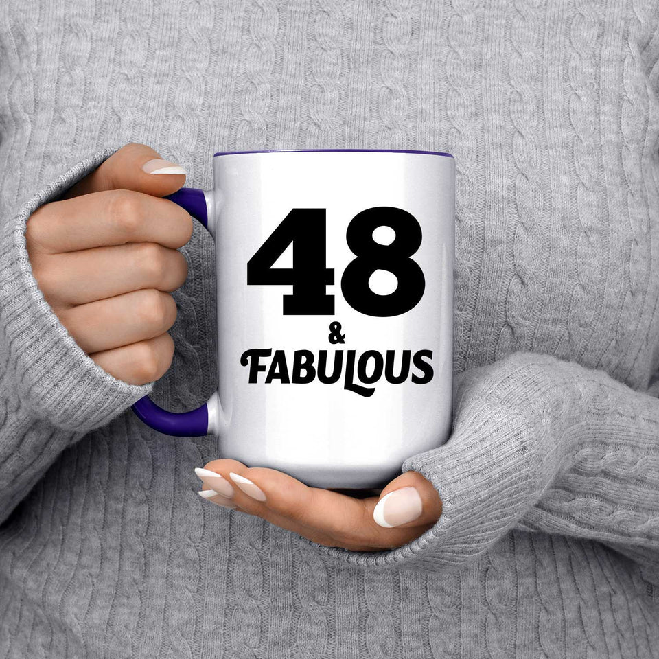 48th Birthday 48 & Fabulous - 15oz Accent Mug Purple