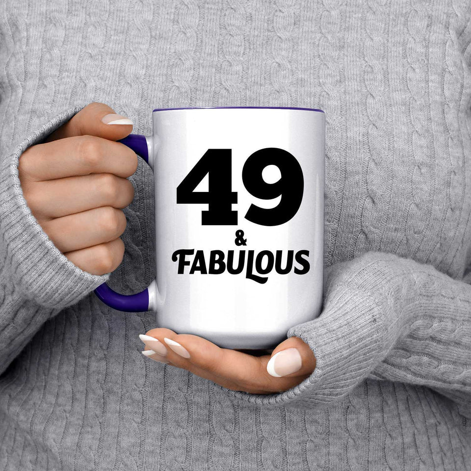 49th Birthday 49 & Fabulous - 15oz Accent Mug Purple