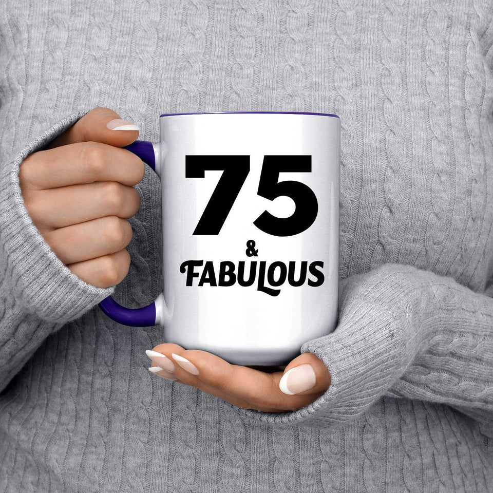 75th Birthday 75 & Fabulous - 15oz Accent Mug Purple