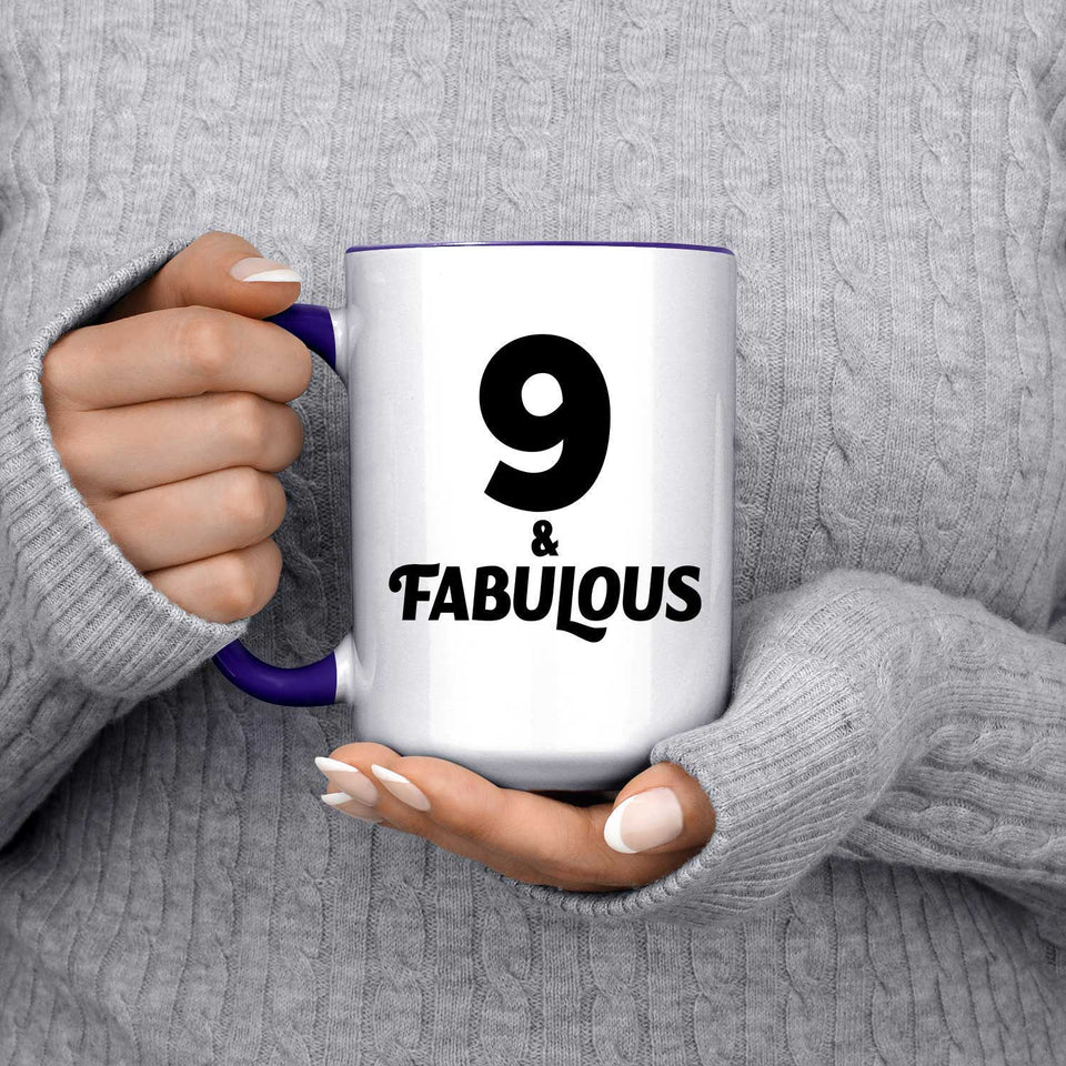 9th Birthday 9 & Fabulous - 15oz Accent Mug Purple