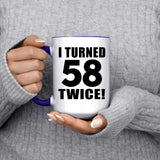 116th Birthday I Turned 58 Twice - 15oz Accent Mug Purple