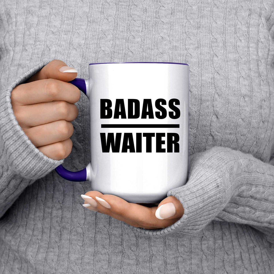 Badass Waiter - 15oz Accent Mug Purple