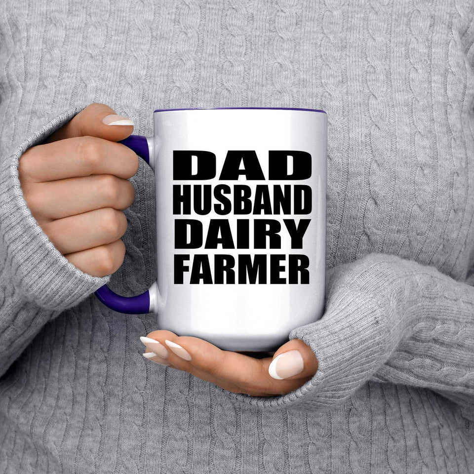 Dad Husband Dairy Farmer - 15oz Accent Mug Purple
