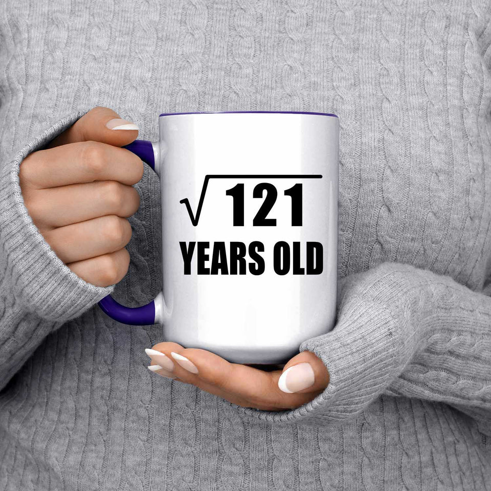 11th Birthday Square Root of 121 Years Old - 15oz Accent Mug Purple