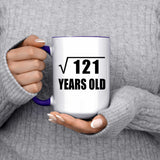 11th Birthday Square Root of 121 Years Old - 15oz Accent Mug Purple