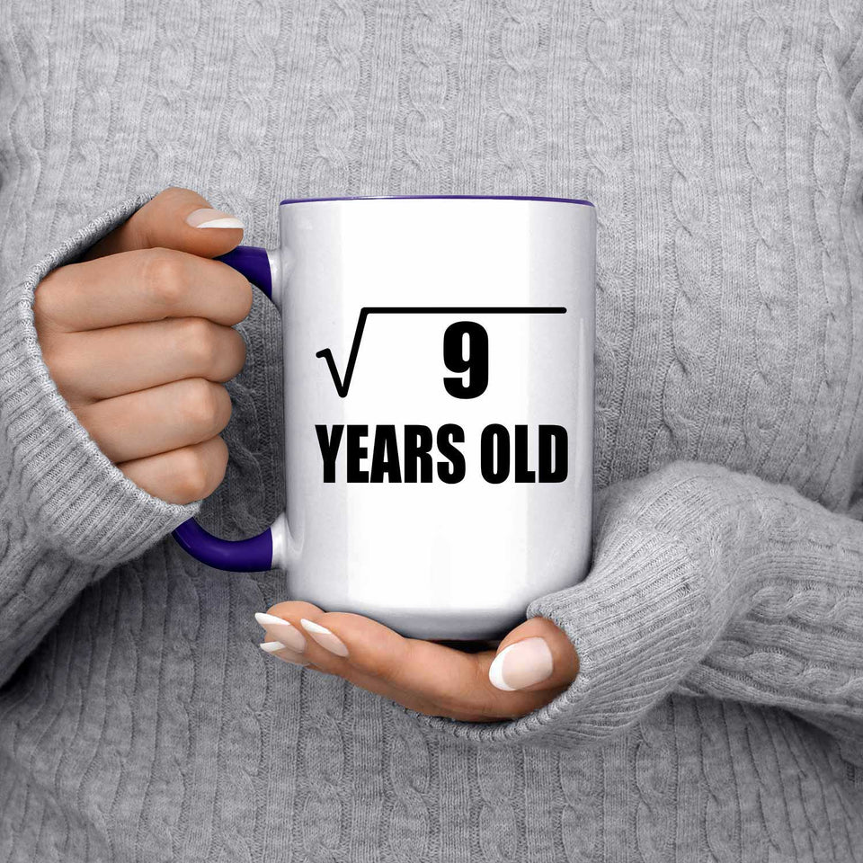 3rd Birthday Square Root of 9 Years Old - 15oz Accent Mug Purple