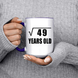 7th Birthday Square Root of 49 Years Old - 15oz Accent Mug Purple