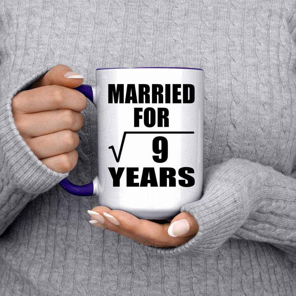 3rd Anniversary Married For Square Root of 9 Years - 15oz Accent Mug Purple
