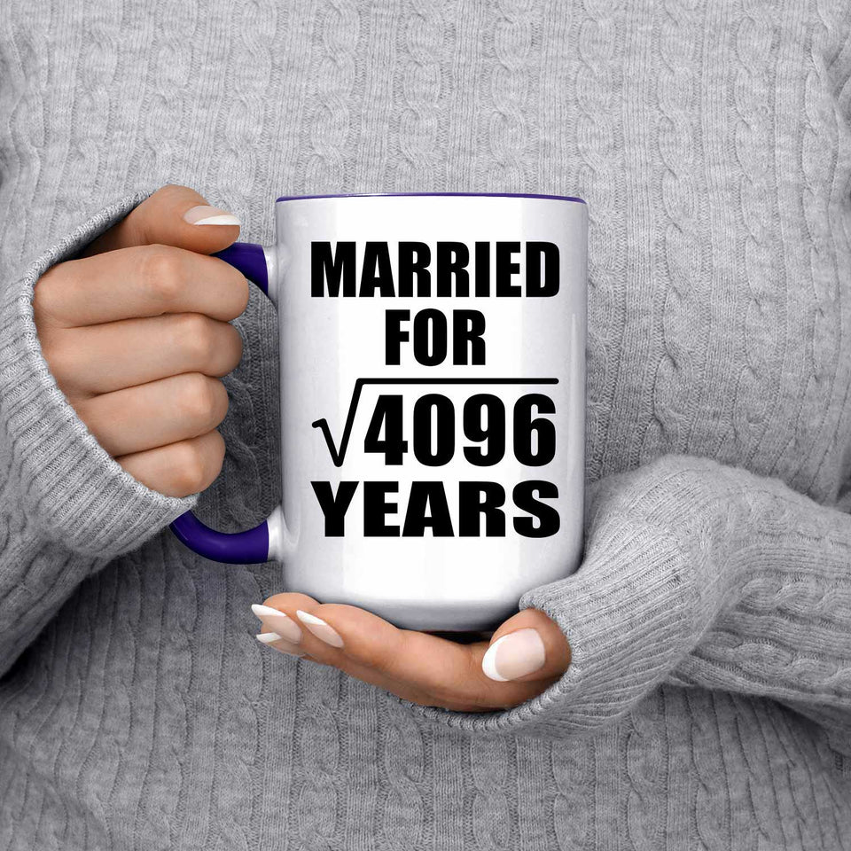 64th Anniversary Married For Square Root of 4096 Years - 15oz Accent Mug Purple