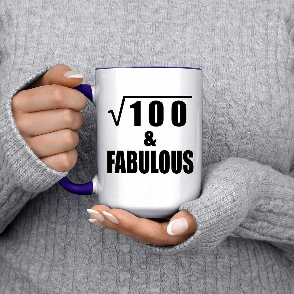 10th Birthday Square Root of 100 & Fabulous - 15oz Accent Mug Purple