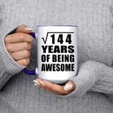 12th Birthday Square Root of 144 Years of Being Awesome - 15oz Accent Mug Purple