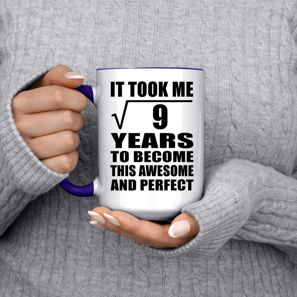 3rd Birthday Took Square Root of 9 Years To Awesome - 15oz Accent Mug Purple